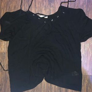 black flowy lace up top